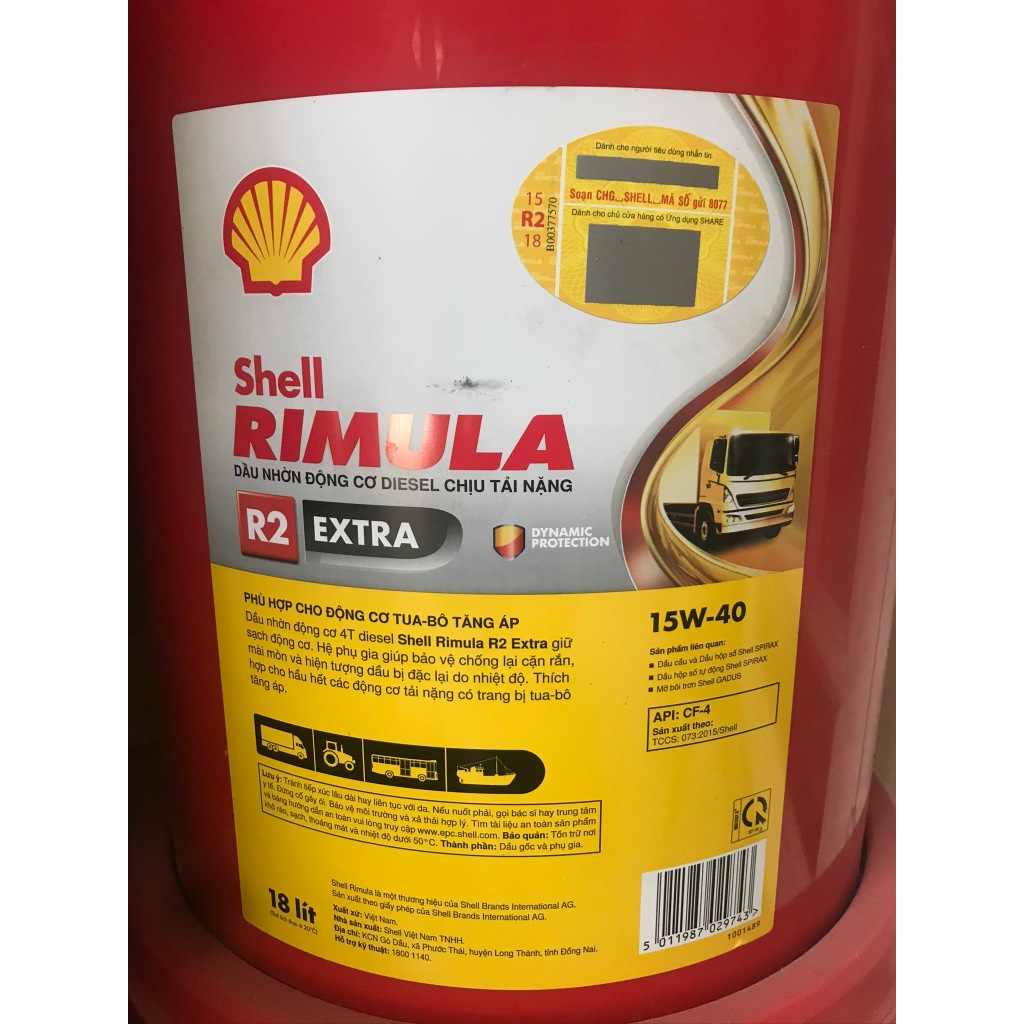 Dầu nhờn Shell Rimula R2 Extra 15W40/18L | Shopee Việt Nam