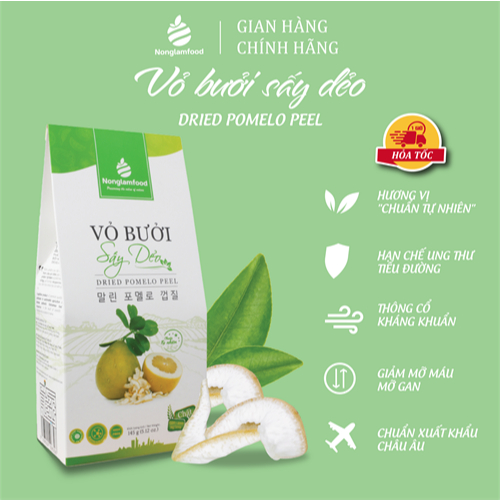 Vỏ Bưởi Sấy Dẻo NONGLAMFOOD Vị Truyền Thống Dẻo Mềm Ít Ngọt |Đồ Ăn Vặt Trái Cây Sấy Healthy 25g-500g