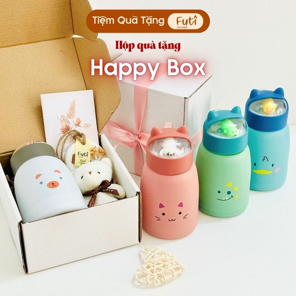 Set Quà, Hộp Quà Happy Box Pastel Chai Hình Thú Dễ Thương, Gấu Bông ...
