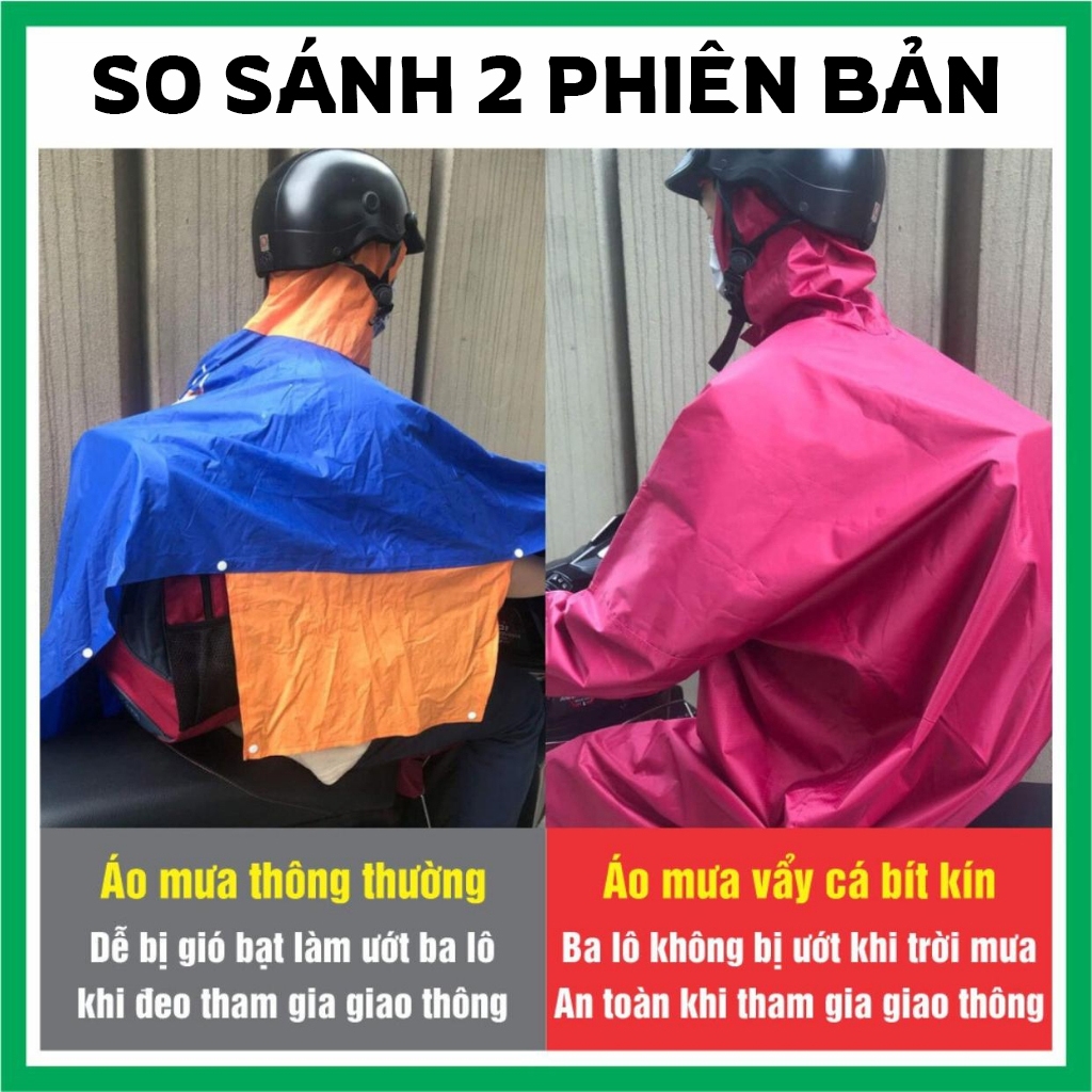 Áo Mưa BÍT Da Cá Dù Form Rộng 1 Người Mặc Chống Thấm Tuyệt Đối Siêu Bền ( Áo Mưa Chui Nhiều Màu Sắc Hàng Xưởng Cao Cấp )
