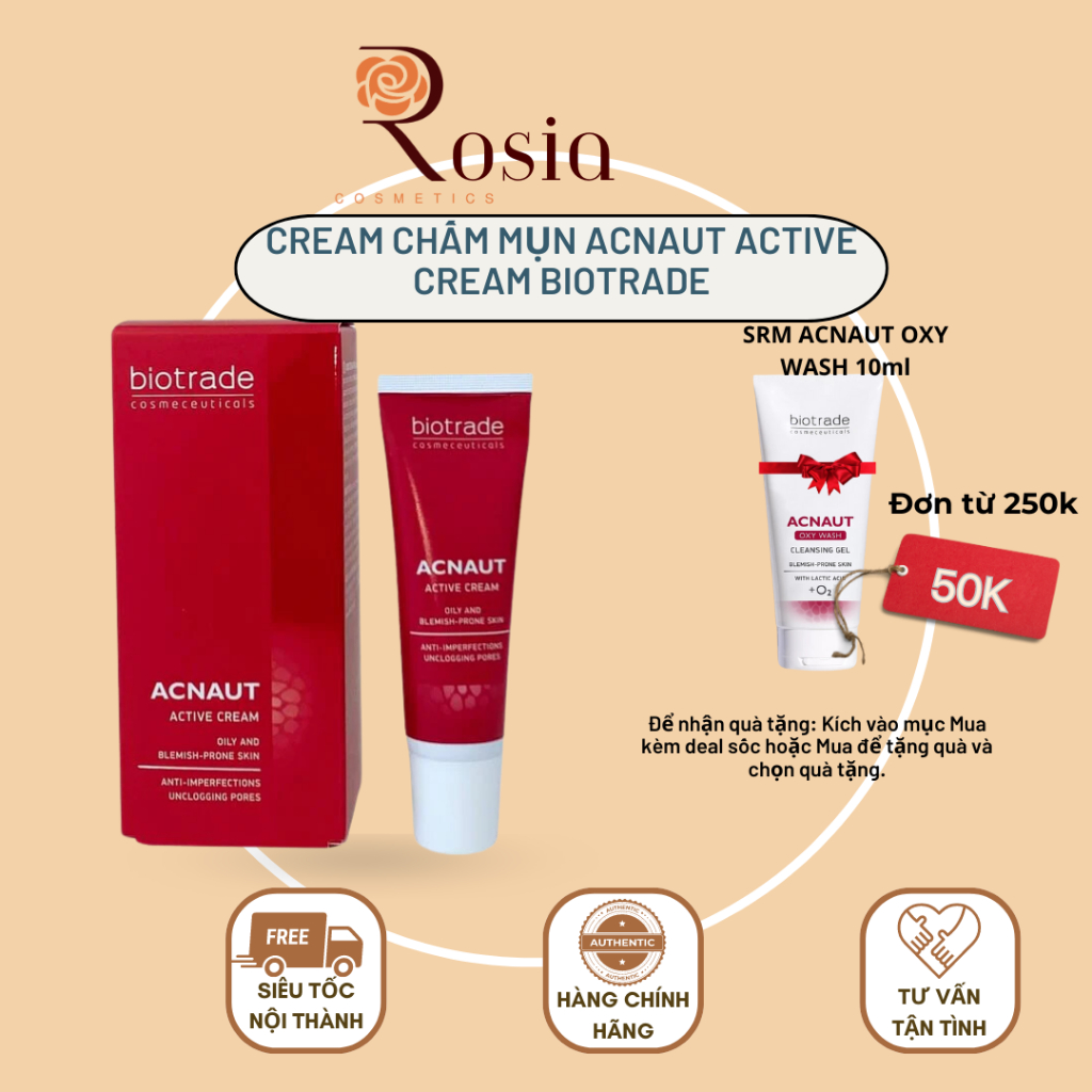 Kem bôi mụn Biotrade Acnaut Active Cream 30ml Chuyên Dành Cho Da Mụn ...