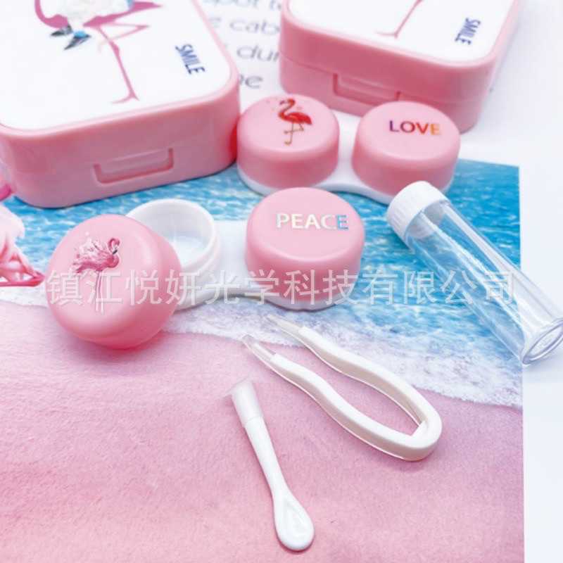 khay đựng lens đôi Hồng hạc + nhóc bơ