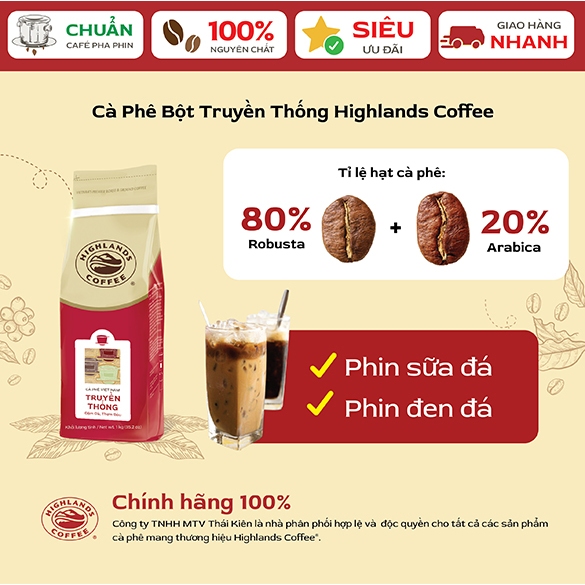Ảnh Cà Phê Rang Xay Truyền Thống Highlands Coffee 1kg/túi 1