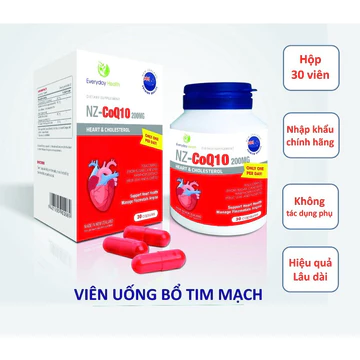 Bổ tim Everyday Health CoQ10 phòng và hỗ trợ cải thiện các bệnh tim mạch rối loạn nhịp tim nhồi máu cơ tim hộp 30 viên