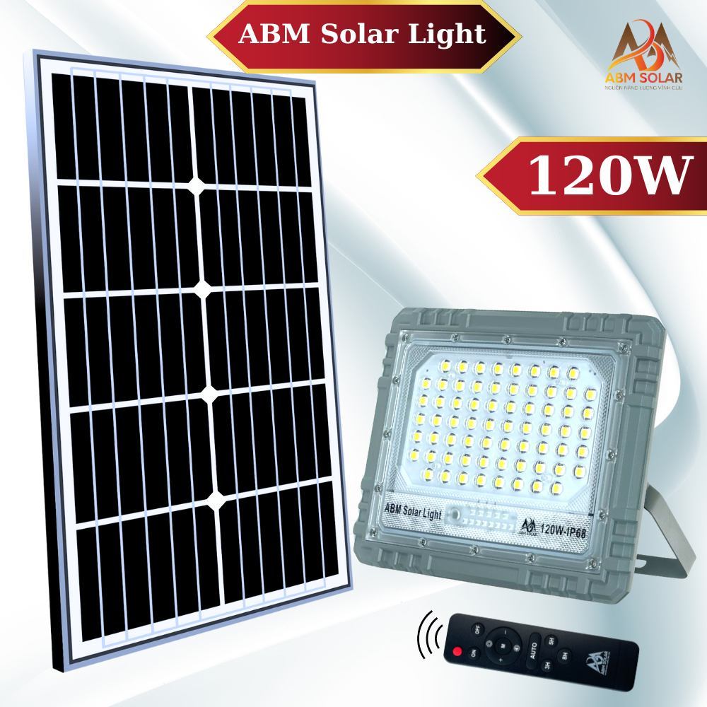 [100W] Đèn Pha Mắt Ngọc Năng Lượng Mặt Trời ABMSOLAR , Chống Nước IP68, Chất Liệu Nhôm Nguyên Khối