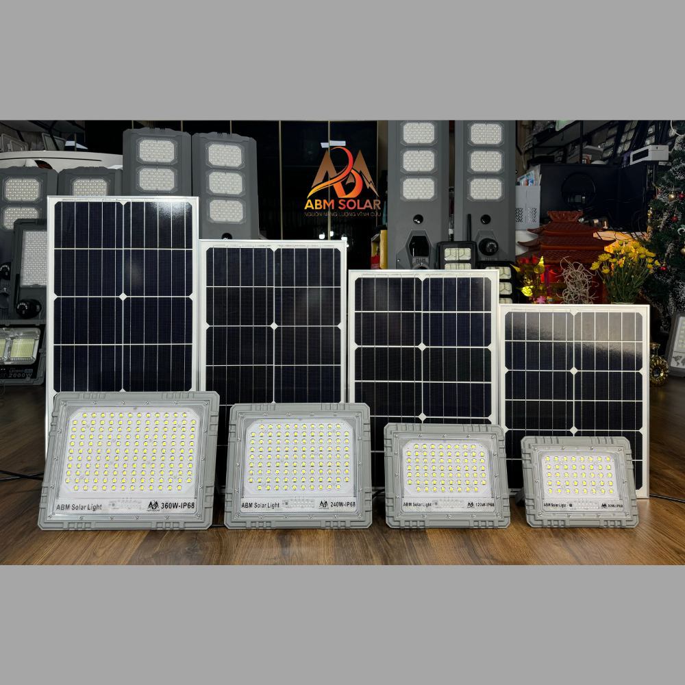 [100W] Đèn Pha Mắt Ngọc Năng Lượng Mặt Trời ABMSOLAR , Chống Nước IP68, Chất Liệu Nhôm Nguyên Khối