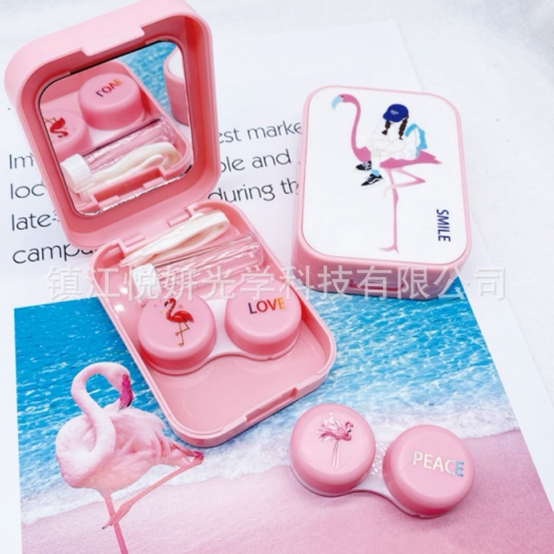 khay đựng lens đôi Hồng hạc + nhóc bơ