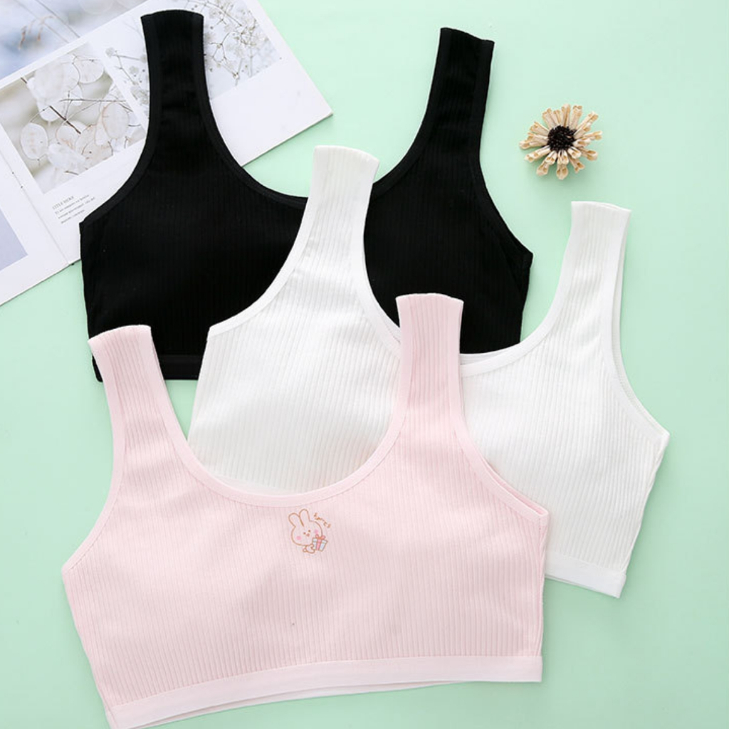 [Deal Shock] Áo lá bé gái bản rộng cotton gân – Áo lót học sinh thoáng mát không gọng màu pastel ZANABRA A8574