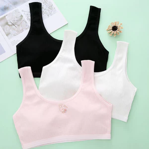 Áo lá bé gái bản rộng cotton gân – Áo lót học sinh thoáng mát không gọng màu pastel ZANABRA A8574