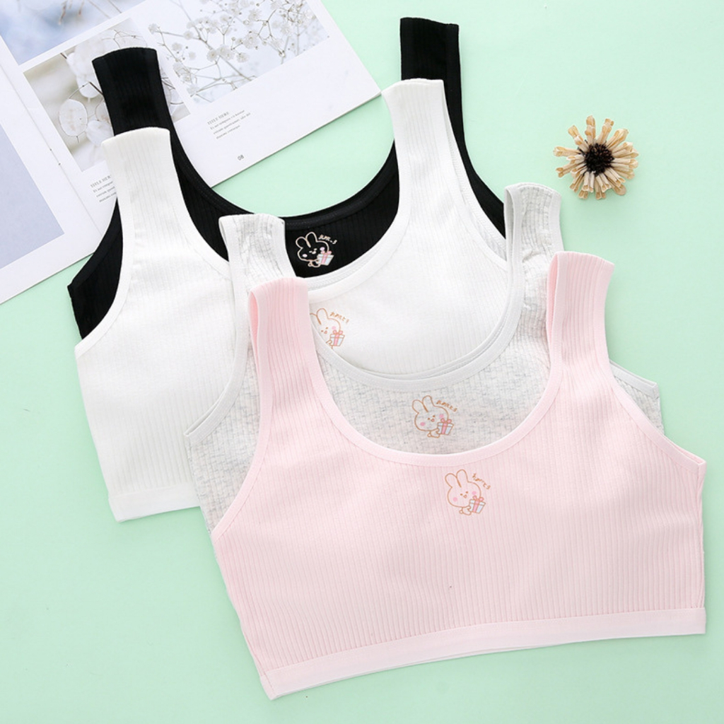 [Deal Shock] Áo lá bé gái bản rộng cotton gân – Áo lót học sinh thoáng mát không gọng màu pastel ZANABRA A8574