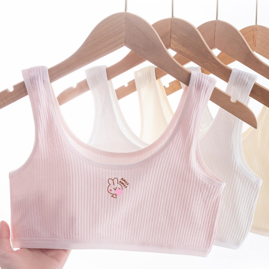 [Deal Shock] Áo lá bé gái bản rộng cotton gân – Áo lót học sinh thoáng mát không gọng màu pastel ZANABRA A8574