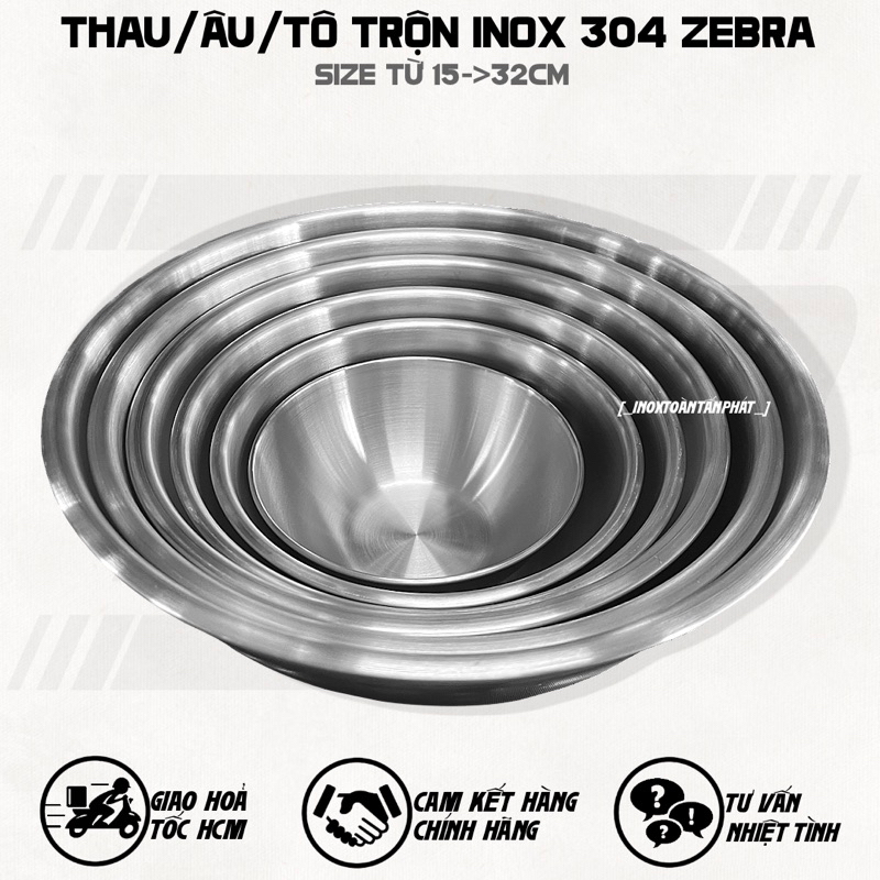 Thau Inox 304 Nhiều Kích Cỡ - Thau Trộn/ Tô Trộn/ Âu Trộn Inox 304 ...