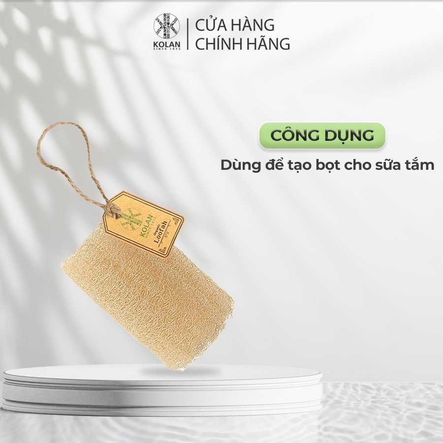 Xà Bông Thiên Nhiên Rau Má KOLAN 80g + Bông Tắm Xơ Mướp KOLAN Giúp Làm Sạch Sáng Mịn Body