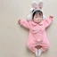 Quần Áo Trẻ Em Sơ Sinh Bộ Đồ Liền Thân Dài Tay Chất Cotton Bodysuit Hình Thỏ Cho Bé SLT116