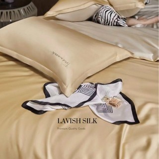 [Best Seller]Bộ Chăn Ga Gối Lụa LS Lavish Silk Cao Cấp Mát Lạnh Hàng Loại 1 - Vàng Đồng Mix Bạc Kim
