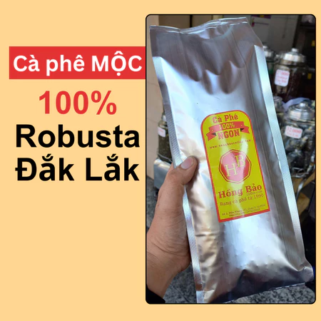 1 Kg Cà phê giá Sỉ, có Hóa Đơn - Robusta Đắk Lắk Mộc S18 rang Đậm / Vừa - Cà phê Hồng Bảo