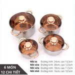 Bộ Nồi Đức 6 món hàng loại 1 dùng cho mọi loại bếp bảo hành 12 tháng Inox không gỉ kèm nắp kính cao cấp - Thiên Hà — ảnh 4