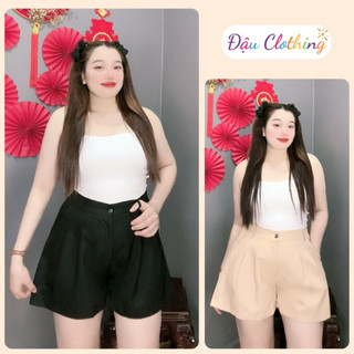Quần đùi nữ Bigsize ống rộng lưng thun có khóa kéo dáng chữ A chất tuyết mưa cho nữ Chubby Q8