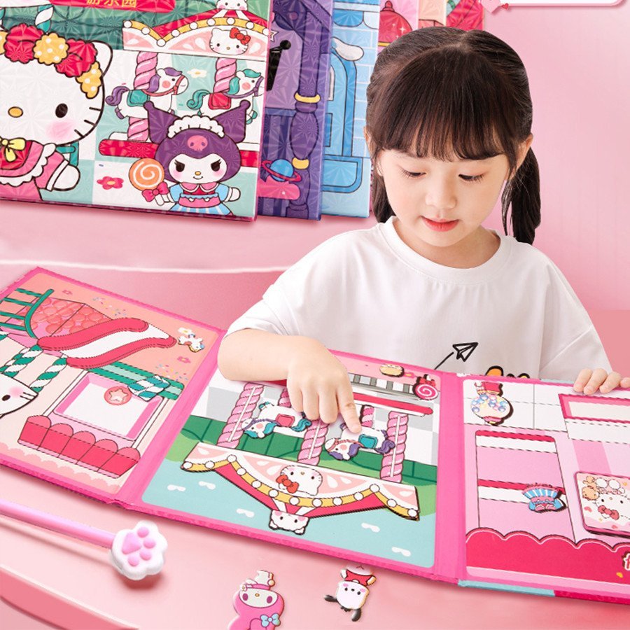Ảnh Combo 6 Cuốn Tranh Nam Châm Bóc Dán Chủ Đề Kuromi Và Các Nhân Vật Hoạt Hình Dễ Thương 2