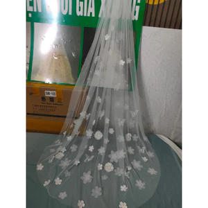 Voan cô dâu đính hoa kích thước 1m-3m
