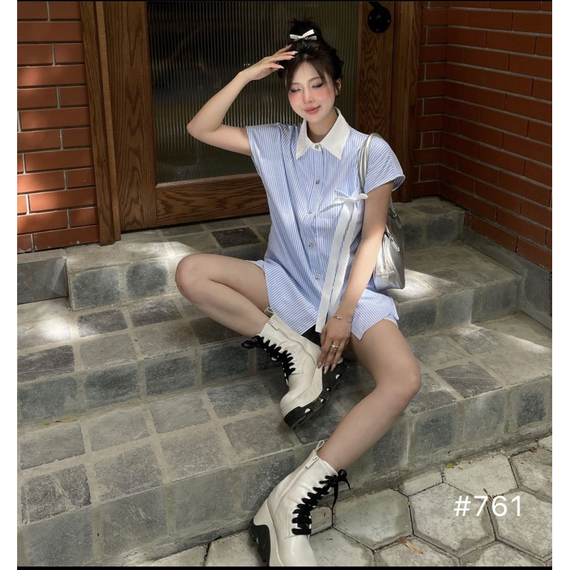 Set Bộ Nữ Kẻ Áo Sơ Mi Mix Quần Sooc đùi mặc đi biển mùa hè, đi chơi SANA CLOSET