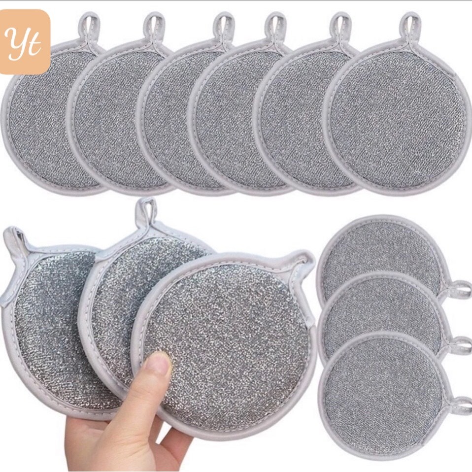 Giẻ Rửa Bát Sợi Kim Loại, Miếng Bọt Biển Cọ Rửa,3 Miếng Bọt Biển Rửa Chén Bát 3 Lớp Cọ Xoong Nồi