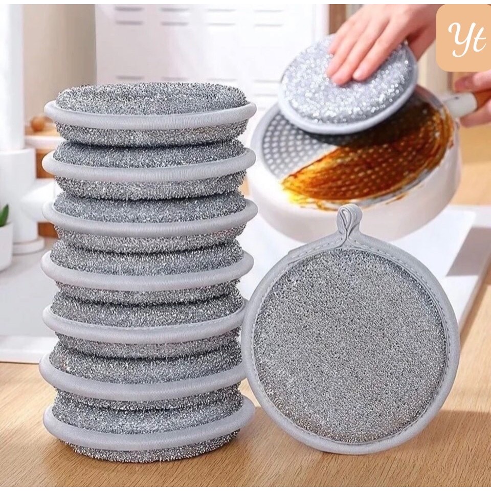 Giẻ Rửa Bát Sợi Kim Loại, Miếng Bọt Biển Cọ Rửa,3 Miếng Bọt Biển Rửa Chén Bát 3 Lớp Cọ Xoong Nồi
