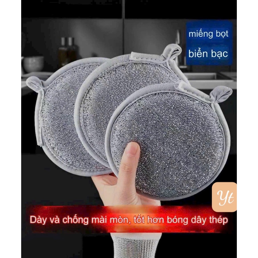 Giẻ Rửa Bát Sợi Kim Loại, Miếng Bọt Biển Cọ Rửa,3 Miếng Bọt Biển Rửa Chén Bát 3 Lớp Cọ Xoong Nồi