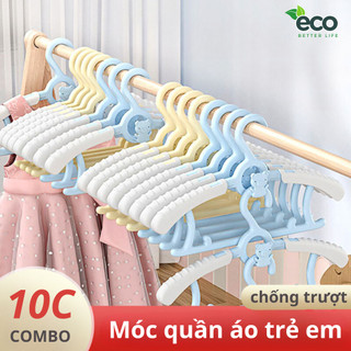 Móc treo quần áo trẻ em hình gấu chống trượt ECO điều chỉnh được độ rộng chất liệu nhựa PP siêu bền