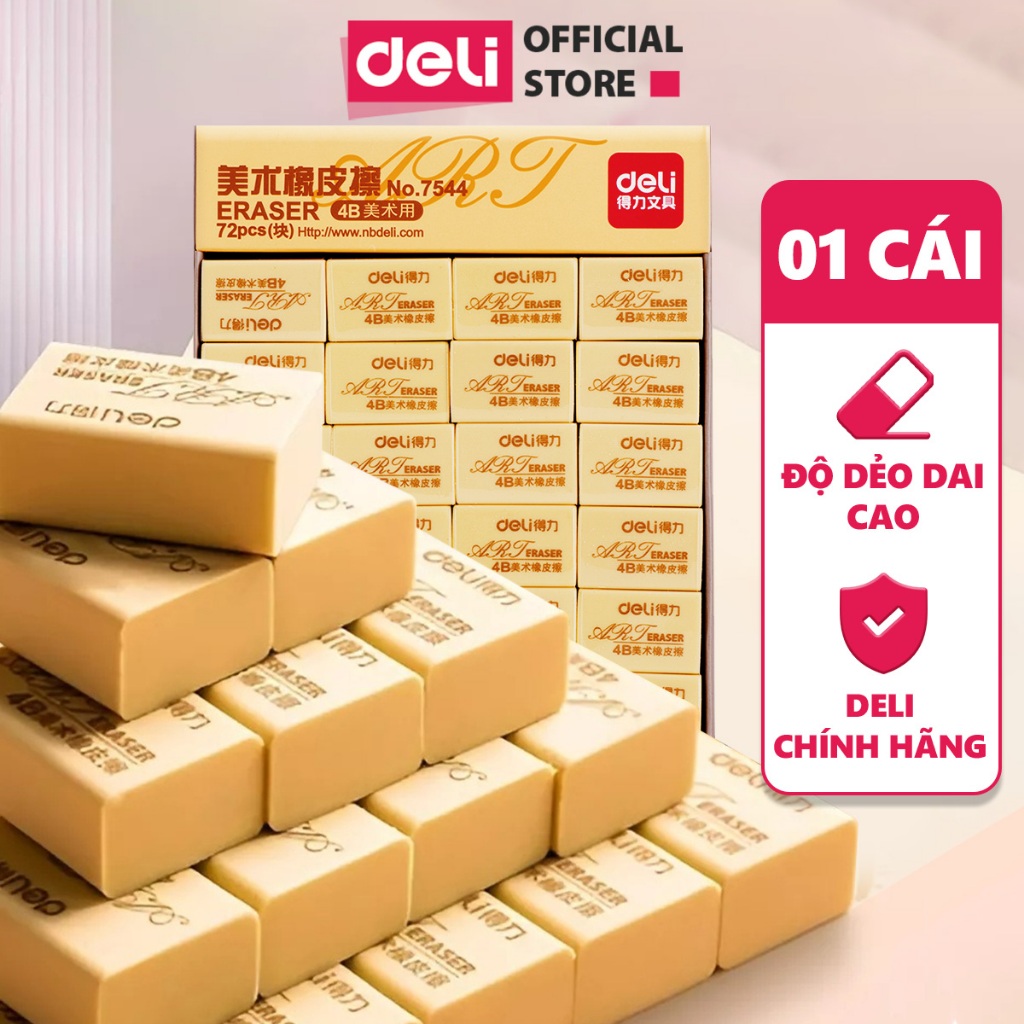 [MUA 3 GIẢM 30%] Gôm Tẩy Bút Chì 4B Deli Tẩy Sạch Sẽ, t Vụn, Không Mòn Giấy Phù Hợp Cho Học Sinh Văn Phòng, Vẽ Tranh