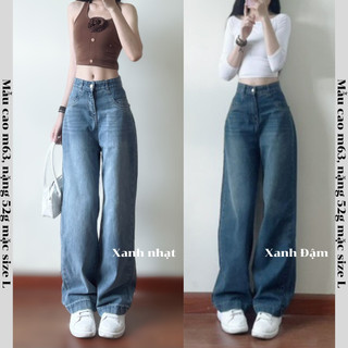 Quần Jeans Ống Suông Trơn Basic Form Rộng Dáng Đẹp Đi Học Đi Chơi