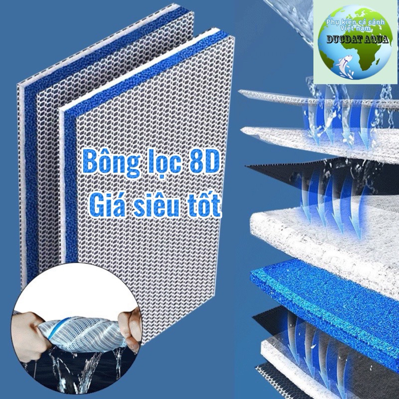 bông lọc nước 8d kích thước lớn 120x50x2cm & 120x30x2cm cho bể cá cảnh thuỷ sinh giá tốt 3