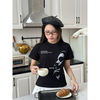 Áo Thun Nữ Baby Tee "Smoking Man" - Kraken Drk 250gsm cotton 2 chiều