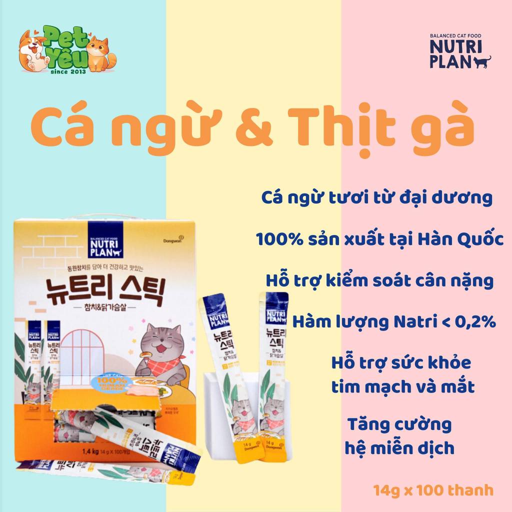 Súp Thưởng Nutri Plan/nutriplan HỘP 100 thanh x 14g Cho Mèo