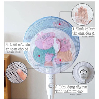 (COMBO 5) LƯỚI BỌC QUẠT CHỐNG KẸT TAY CHO BÉ - Có Dây Rút Tiện Lợi, Mẫu Hoạt Hình Xinh Xắn
