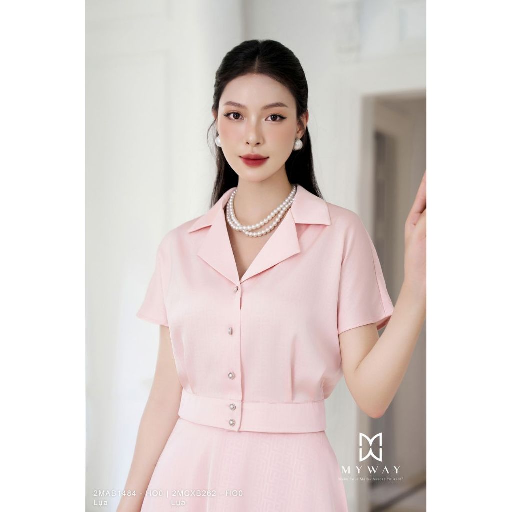 Ảnh Set Bộ Áo Kiểu Chân Váy Xòe MY WAY Cổ Vest Bo Eo Cao Cấp 2MAB1484 - 2MCXB262 - HO0 1