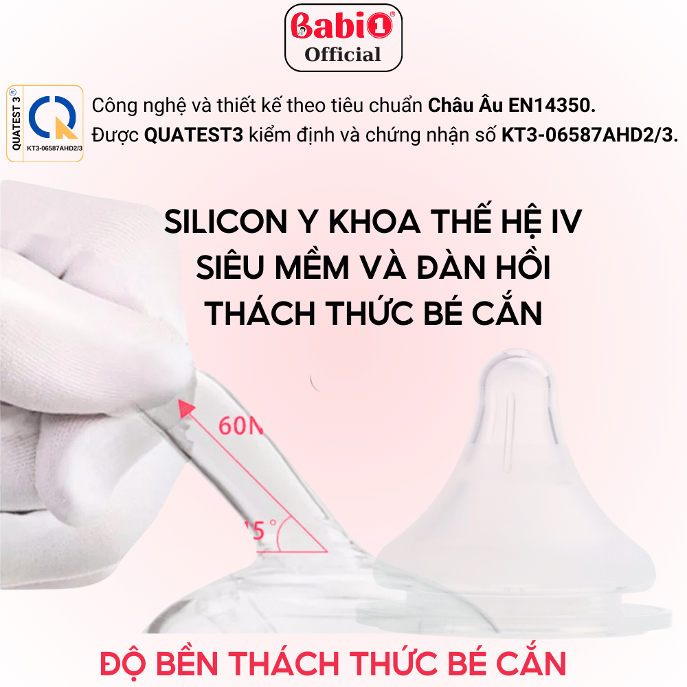 Bình Sữa Cho Trẻ Sơ Sinh BABIONE Bình Sữa Cho Bé PPSU Cổ Rộng Núm Y Khoa Thế Hệ IV Chống Sặc 180ml