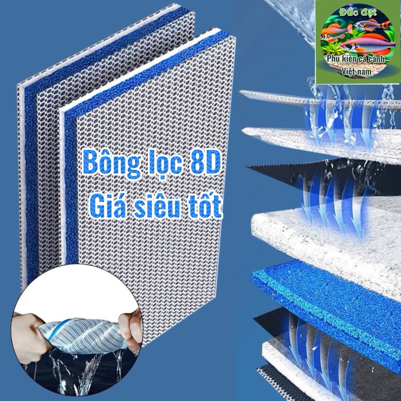 bông lọc nước 8d cho bể cá cảnh thuỷ sinh giá tốt phụ kiện cá cảnh việt nam