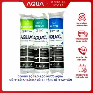 Bộ Lõi 1 2 3 AQUA Chính Hãng | Dùng Được Cho Mọi Loại Máy Lọc Ro - Cốc Lọc 10inch Trên Thị Trường
