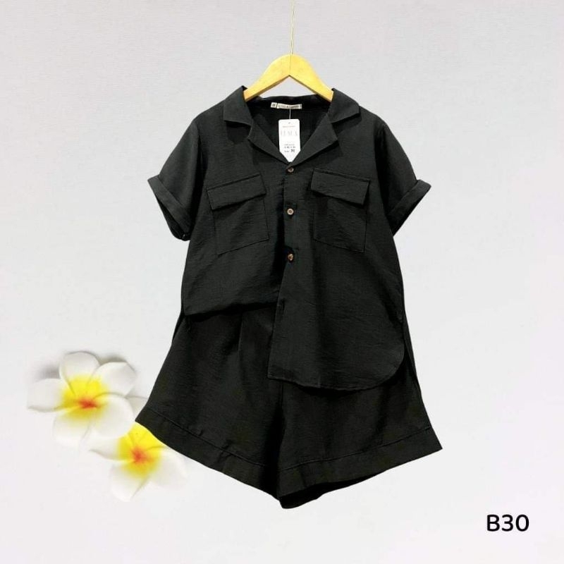 Bộ đũi nữ, đồ bộ nữ áo sơ mi quần ngắn có 2 túi áo, chất đũi tơ xước mềm mát, nhiều size.