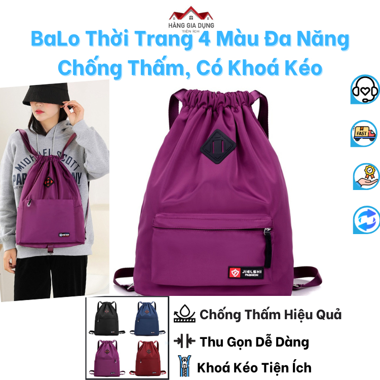 Ba Lô Dây Rút Gấp Gọn Chống Thấm Đa Năng, Balo Dã Ngoại 4 Màu Thời ...