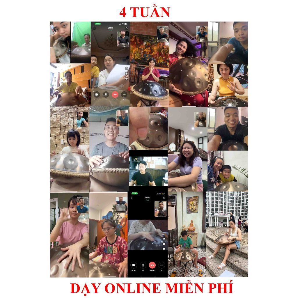 Trống Hang Drum, Trống Hand Pan 10 Nốt, 14 Nốt Tặng Khóa Học 1 Năm  - Full Phụ Kiện