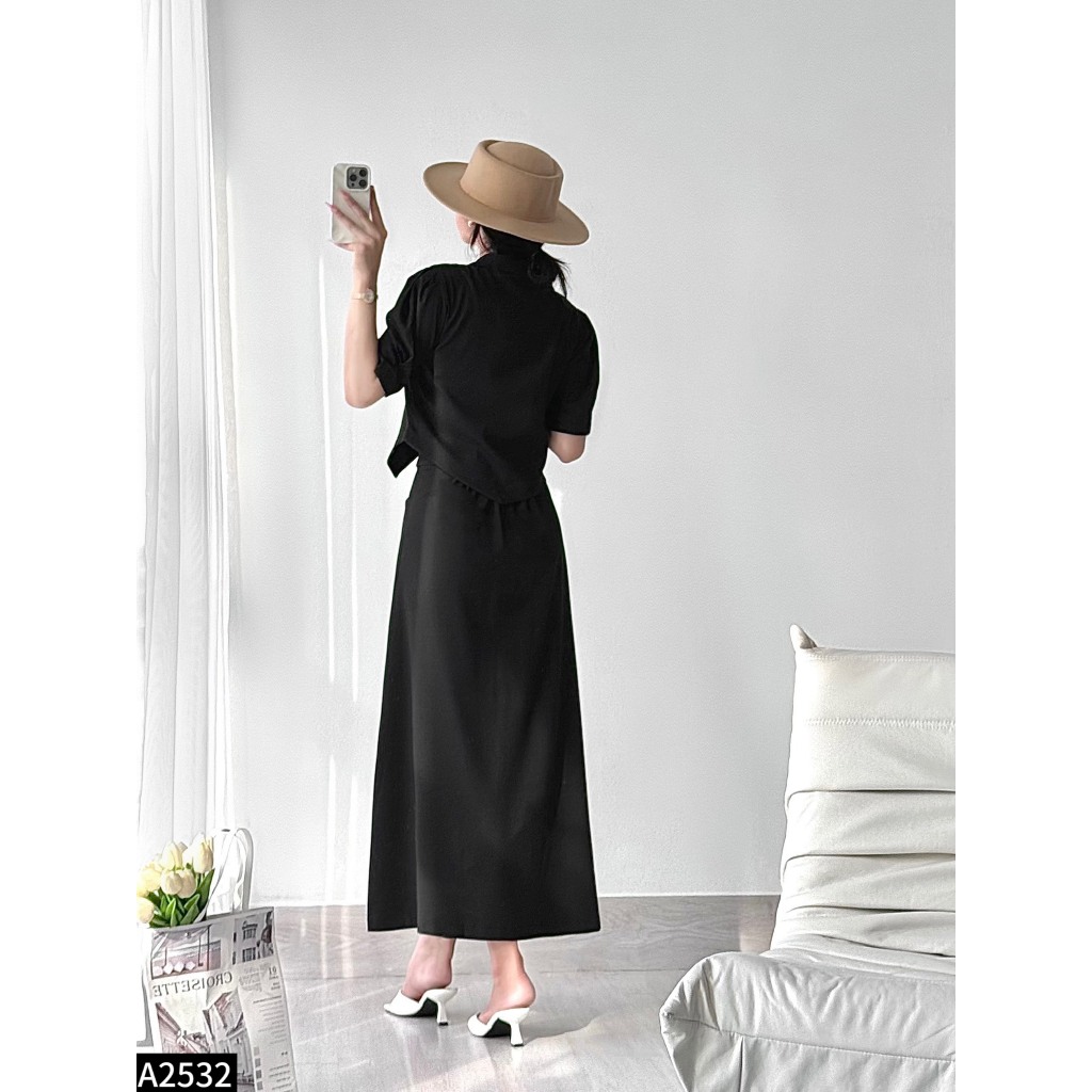 Set bộ áo vest phối chân váy midi dáng dài A2532