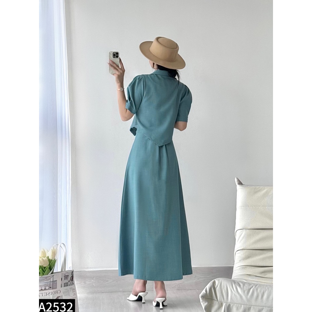 Set bộ áo vest phối chân váy midi dáng dài A2532