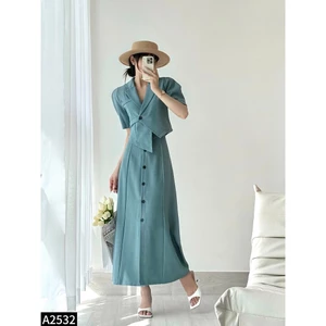 Set bộ áo vest phối chân váy midi dáng dài A2532