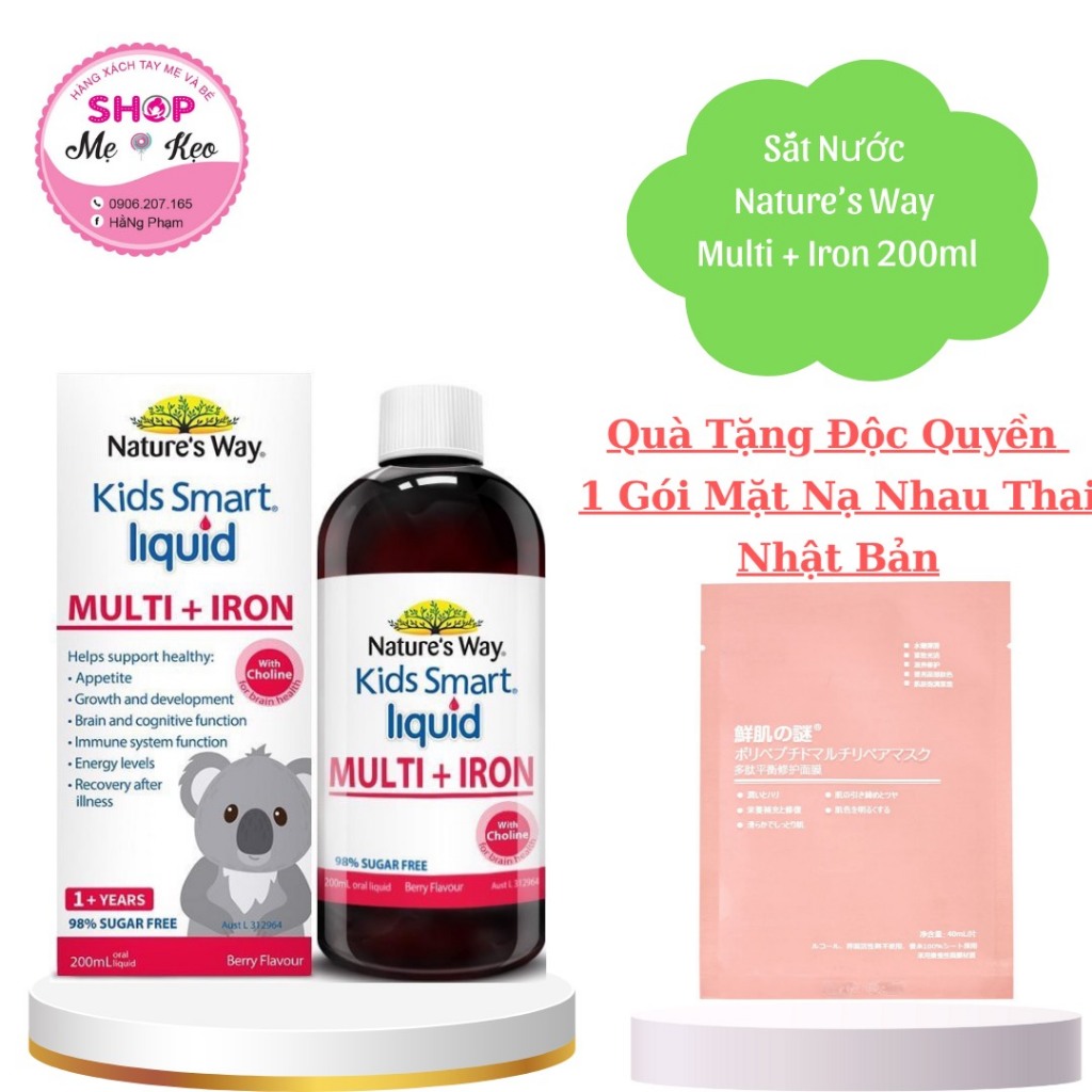 Sắt nước cho bé trên 1 tuổi Nature's Way Kids Smart Liquid Multi + Iron 200ml của Úc