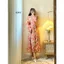 Đầm maxi voan tơ dài tay cổ V phối bèo cho các nàng dự tiệc A2491