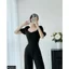 Jumpsuitt cổ V phối quần culottes 3 màu xanh, đỏ và đen A1321