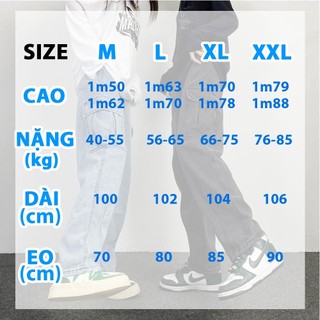 Quần Bò Jeans nam nữ baggy ống xuông Túi hộp Cargo Pants rộng Unisex Bigsize  Avocado