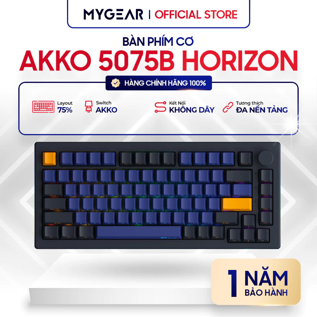 Bàn Phím Cơ Gaming 3 Mode Không Dây - AKKO 5075B Plus Horizon SP ( Hotswap/ RGB/ Multi-modes)